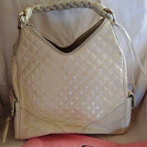 Francesco Biasia Secret Love Eleven Quilted Patent Leather Handbag in Arctic EUC